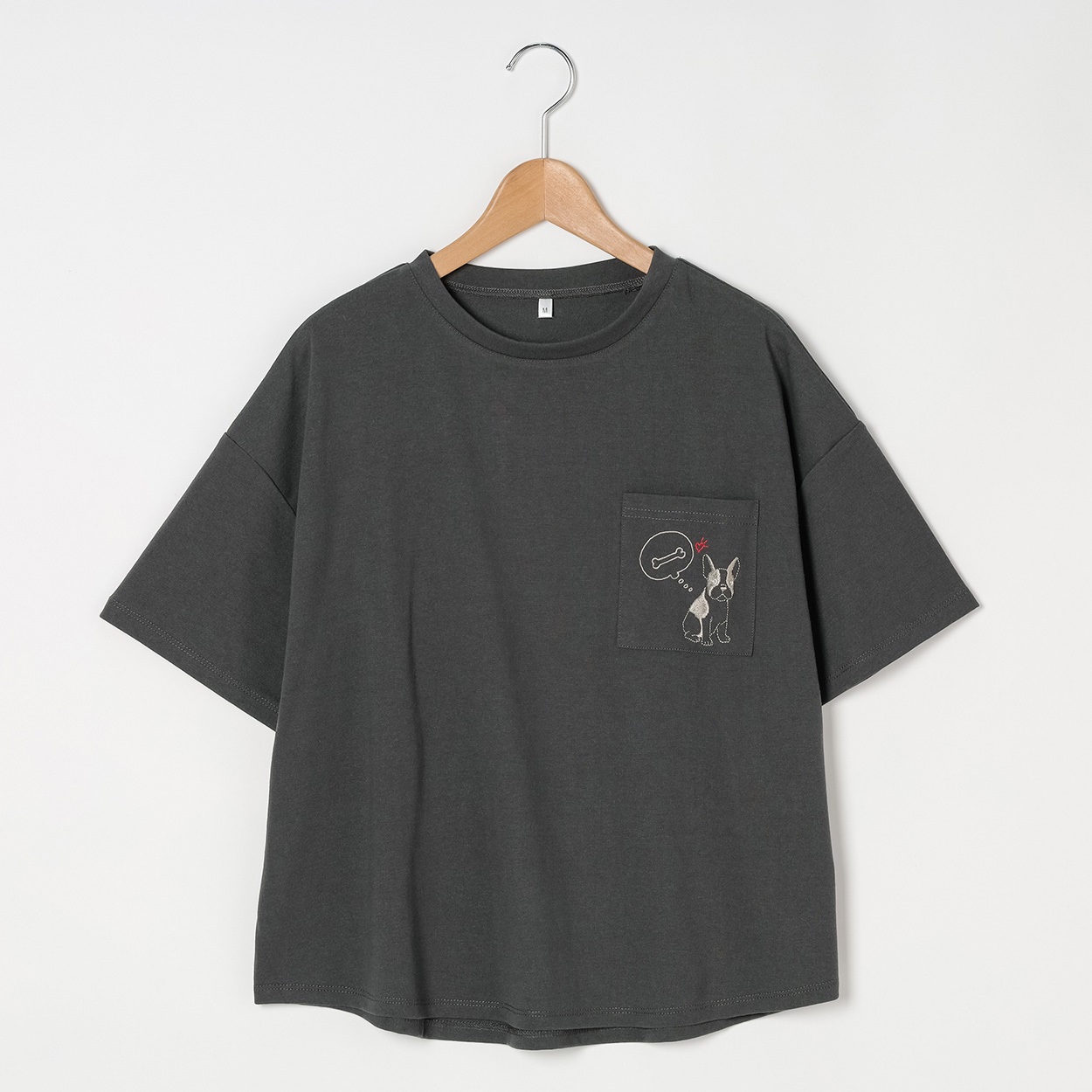 胸ポケアニマル刺繍ゆるプルオーバー レディス Merrish Days(メリッシュデイズ)  DA261HY329(チャコ－ルグレ－-XL)