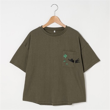 胸ポケアニマル刺繍ゆるプルオーバー レディス Merrish Days(メリッシュデイズ)  DA261HY329(コイミドリ-M)