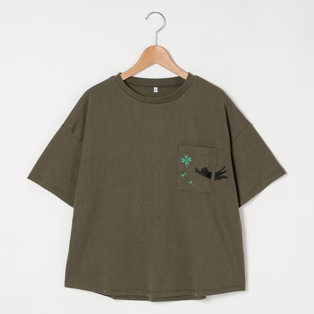 胸ポケアニマル刺繍ゆるプルオーバー レディス Merrish Days(メリッシュデイズ)  DA261HY329(コイミドリ-M)