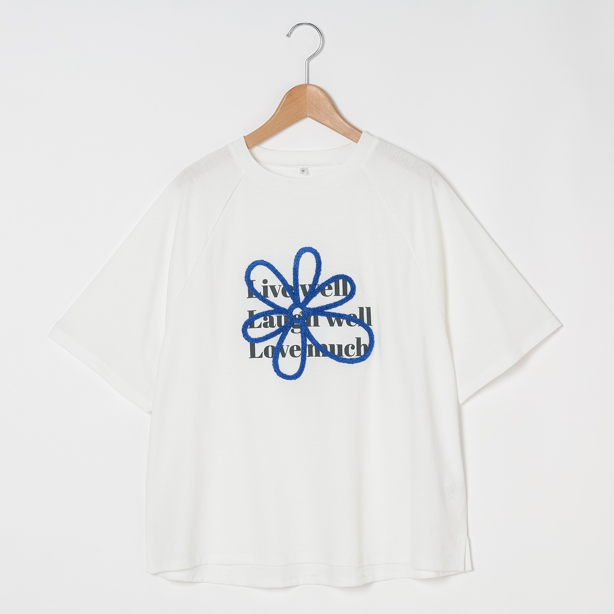 フラワーサガラ刺繡Tシャツ レディス Merrish Days(メリッシュデイズ)  DA261HY330(アイボリー-XL)