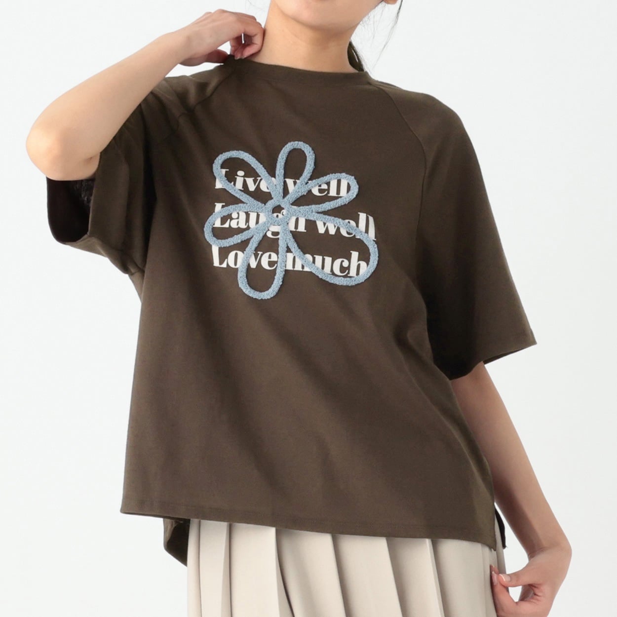 フラワーサガラ刺繡Tシャツ レディス Merrish Days(メリッシュデイズ