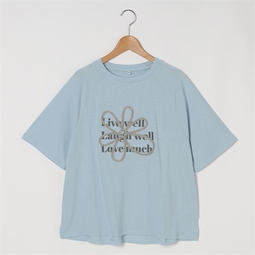フラワーサガラ刺繡Tシャツ レディス Merrish Days(メリッシュデイズ)  DA261HY330(ウスアオ-M)