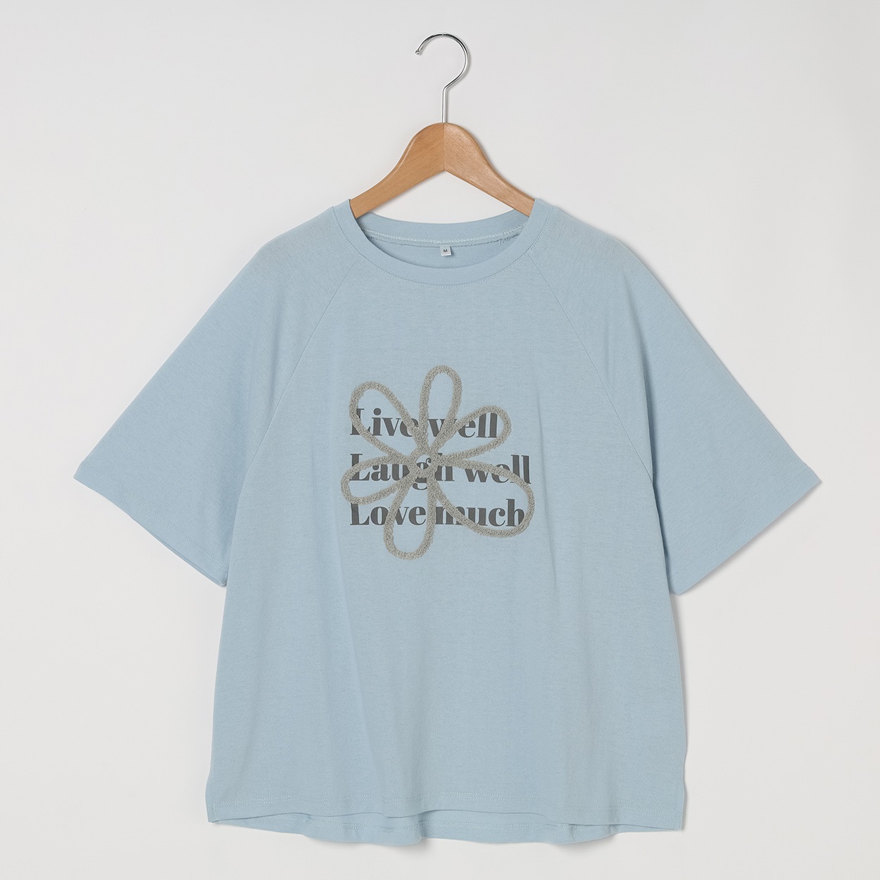 フラワーサガラ刺繡Tシャツ レディス Merrish Days(メリッシュデイズ)  DA261HY330(ウスアオ-XL)