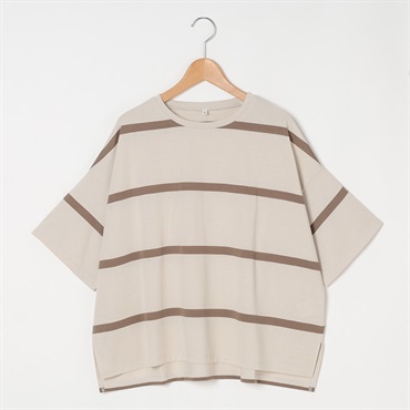 転換ワイドボーダービッグTシャツ レディス Merrish Days(メリッシュデイズ)  DA261HY337(アイボリー-M)