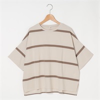 転換ワイドボーダービッグTシャツ レディス Merrish Days(メリッシュデイズ)  DA261HY337(アイボリー-M)