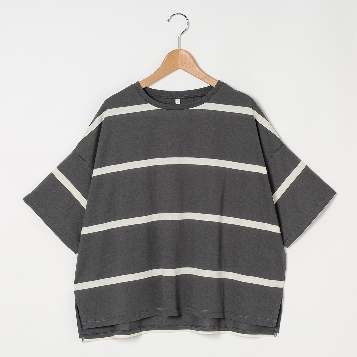 転換ワイドボーダービッグTシャツ レディス Merrish Days(メリッシュデイズ)  DA261HY337(チャコ－ルグレ－-M)