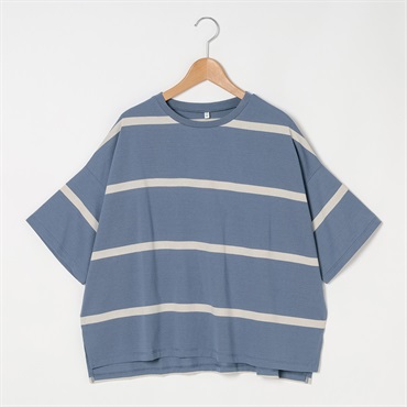 転換ワイドボーダービッグTシャツ レディス Merrish Days(メリッシュデイズ)  DA261HY337(ウスアオ-M)