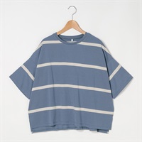 転換ワイドボーダービッグTシャツ レディス Merrish Days(メリッシュデイズ)  DA261HY337(ウスアオ-M)