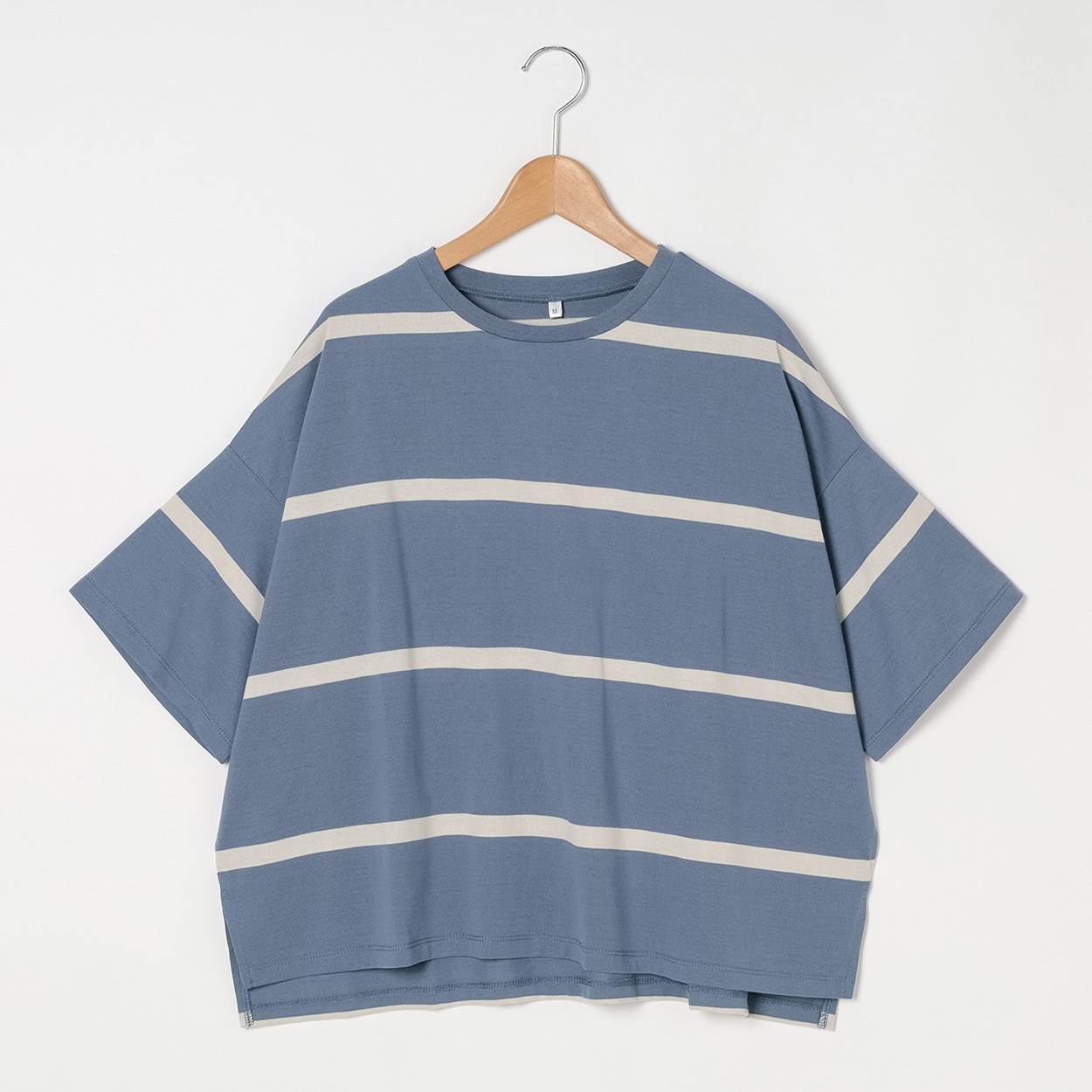 転換ワイドボーダービッグTシャツ レディス Merrish Days(メリッシュデイズ)  DA261HY337(ウスアオ-L)