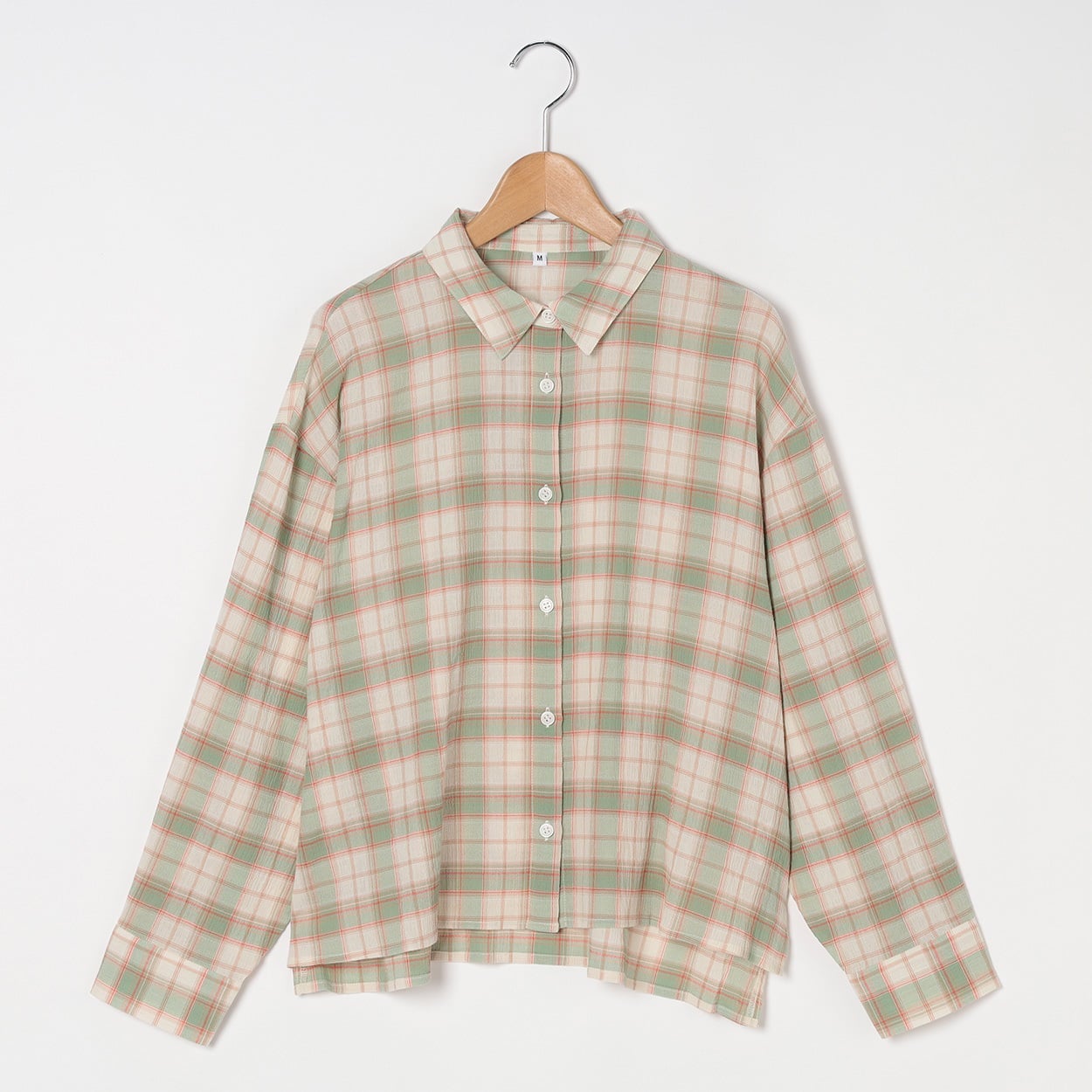 シャーリング先染めカラーシャツ レディス Merrish Days(メリッシュデイズ)  DA261LJ334(ウスミドリ-XL)