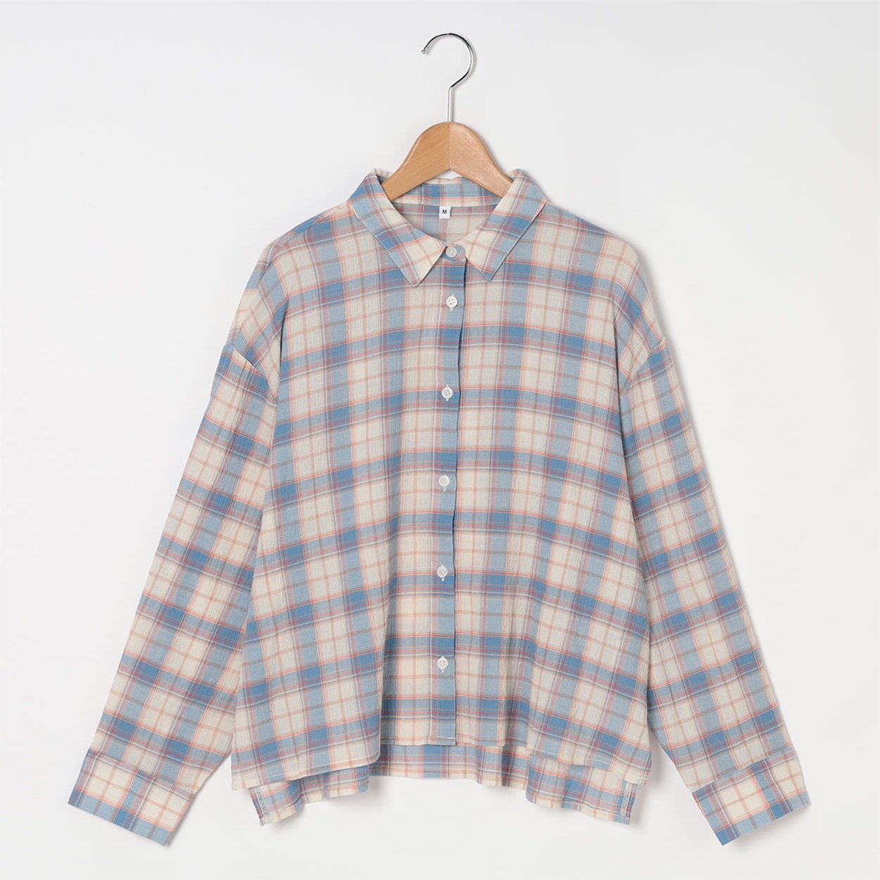 シャーリング先染めカラーシャツ レディス Merrish Days(メリッシュデイズ)  DA261LJ334(ウスアオ-XL)