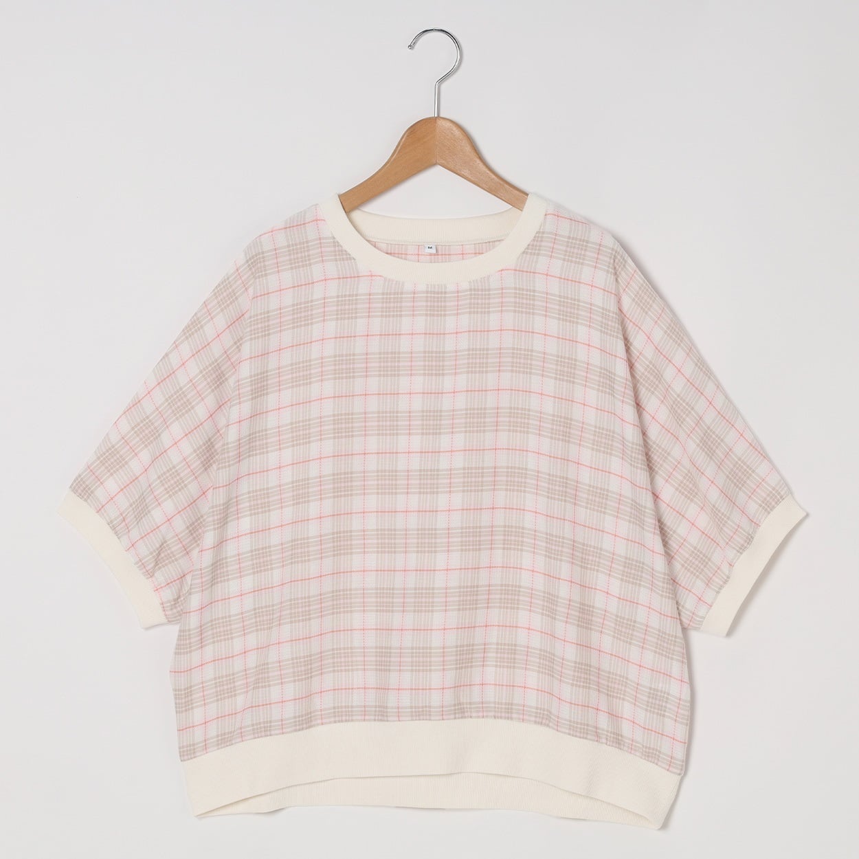 チェックリブドルマンTブラウス レディス Merrish Days(メリッシュデイズ)  DA261LJ335(アイボリー-XL)