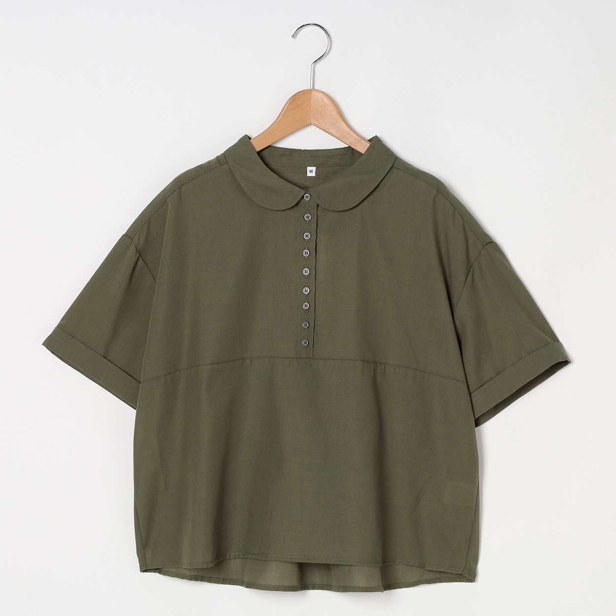多ボタンちび襟シャツ レディス Merrish Days(メリッシュデイズ)  DA261LJ339(コイミドリ-L)