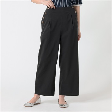 麻入りスラブストレッチパンツ レディス ESSEME(エシーム) 391857(クロ-M)