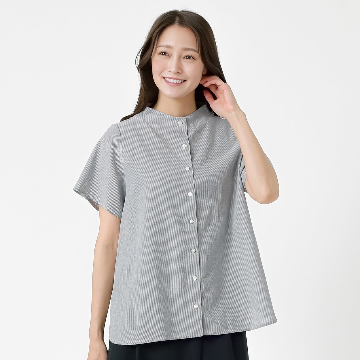 シングルガーゼボトルネックシャツ レディス ESSEME(エシーム) 71223-6E(アオ-XL)