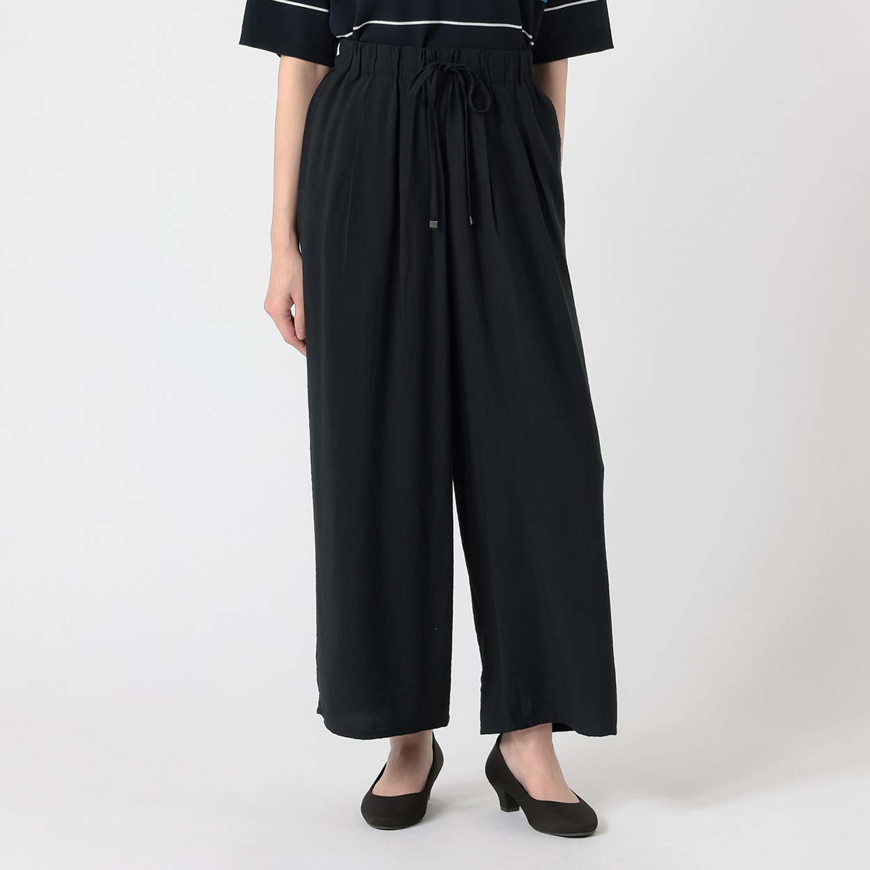 ひんやりギャザーワイドパンツ レディス ESSEME(エシーム) 391855(コイアオ-XL)