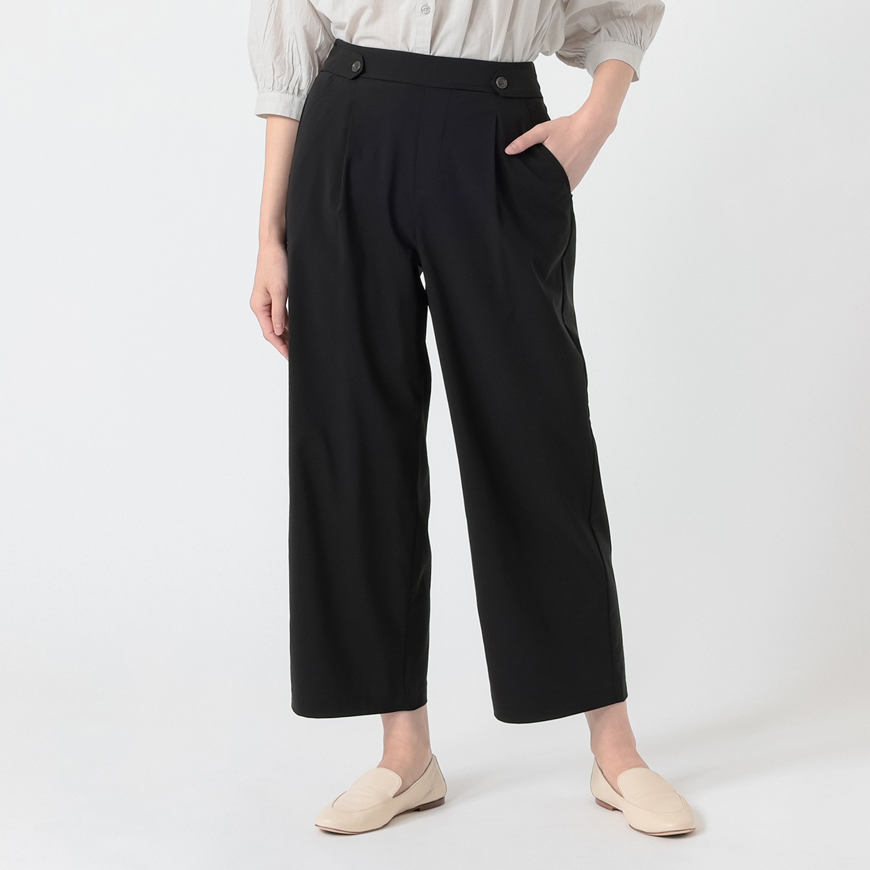 クールタックワイドパンツ レディス ESSEME(エシーム) 5306513(クロ-XL)