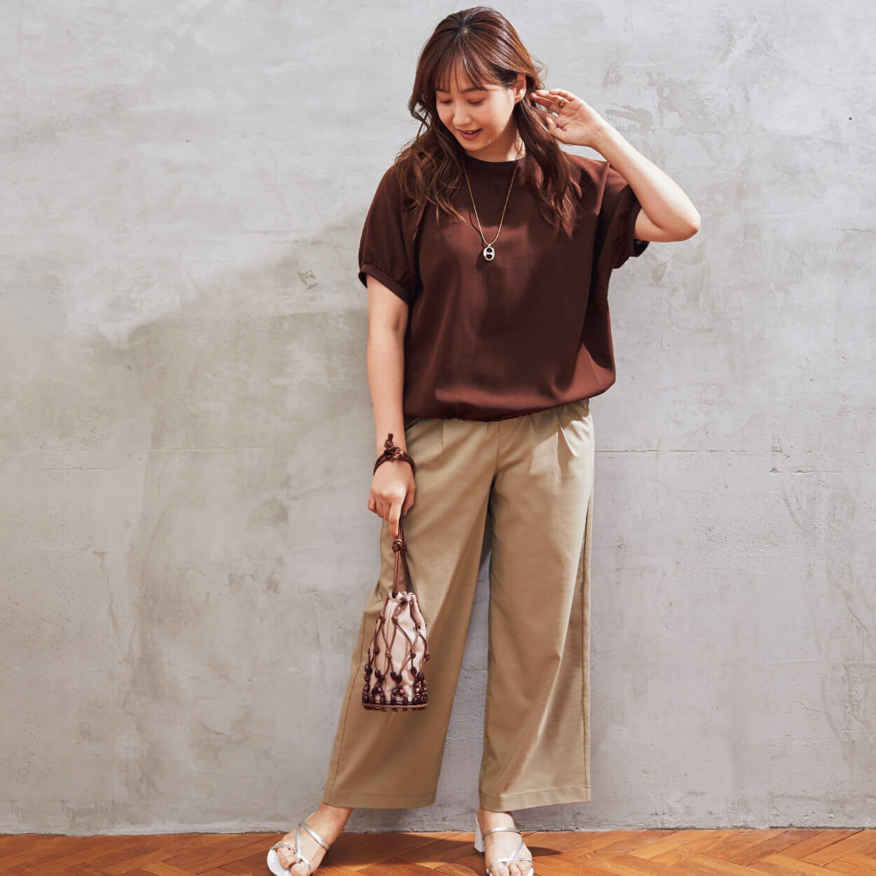 クールタックワイドパンツ レディス ESSEME(エシーム) 5306513(チャ-XL)