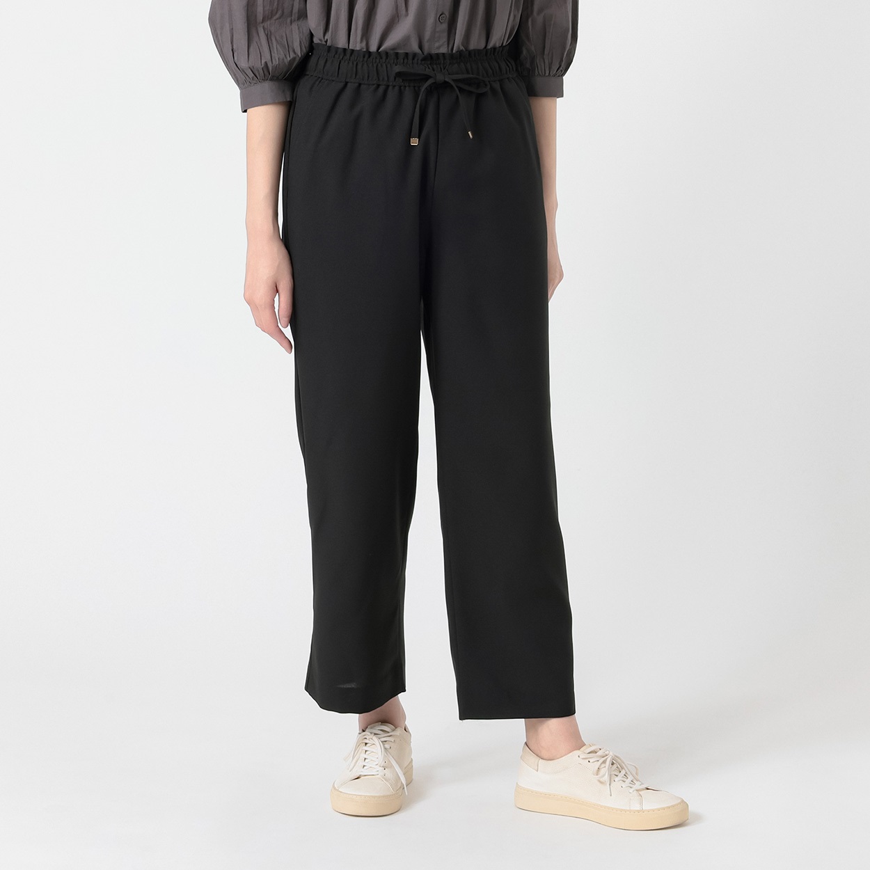 麻調セミワイドパンツ レディス ESSEME(エシーム) 5398513(クロ-XL)