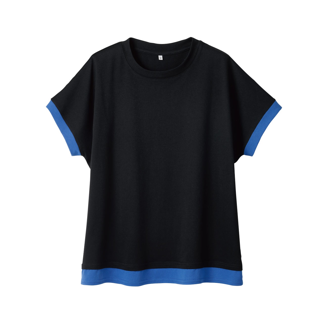 カラー配色Tシャツ レディス Merrish Days(メリッシュ デイズ) DA261HY348(クロ-L)