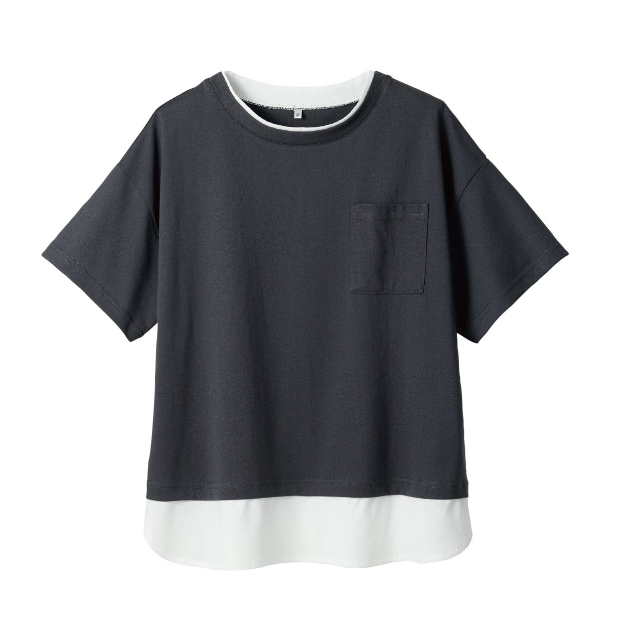 胸ポケフェイクレイヤードTシャツ レディス Merrish Days(メリッシュ デイズ) DA261HY349(チャコ－ルグレ－-M)