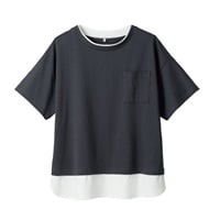胸ポケフェイクレイヤードTシャツ レディス Merrish Days(メリッシュ デイズ) DA261HY349(チャコ－ルグレ－-M)