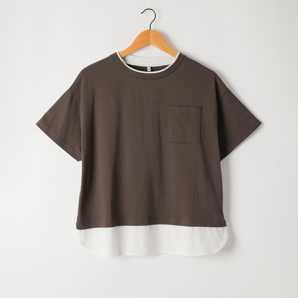 胸ポケフェイクレイヤードTシャツ レディス Merrish Days(メリッシュ デイズ) DA261HY349(コイチャ-M)