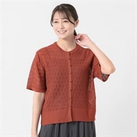レーシー多ボタンクルーカーディガン レディス ESSEME(エシーム) 483562(ダイダイ-M)