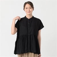 ドットドビーペプラム前開きブラウス レディス ESSEME(エシーム) 588-5642-26(クロ-M)