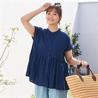 ドットドビーペプラム前開きブラウス レディス ESSEME(エシーム) 588-5642-26(コン-M)