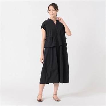 ドロストペプラムワンピース レディス ESSEME(エシーム) 391859-MK(コイアオ-M)