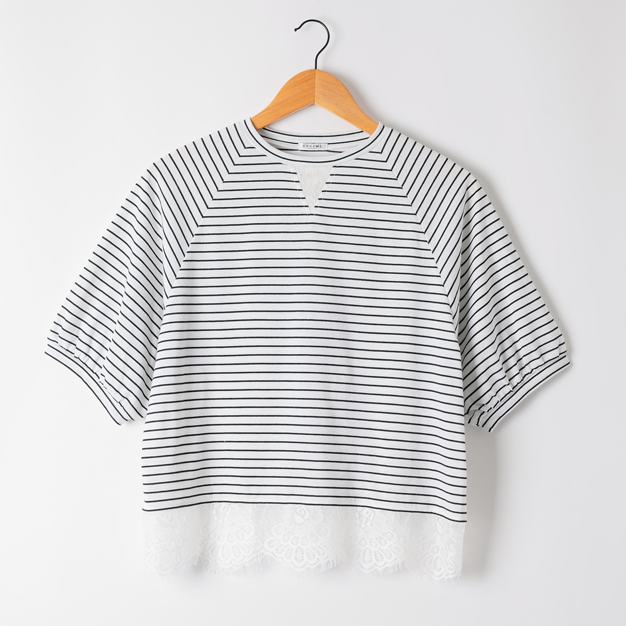 裾レースレイヤー風カットソー レディス ESSEME(エシーム) 363155(Ａシロ-M)