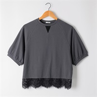 裾レースレイヤー風カットソー レディス ESSEME(エシーム) 363155(チャコ－ルグレ－-M)