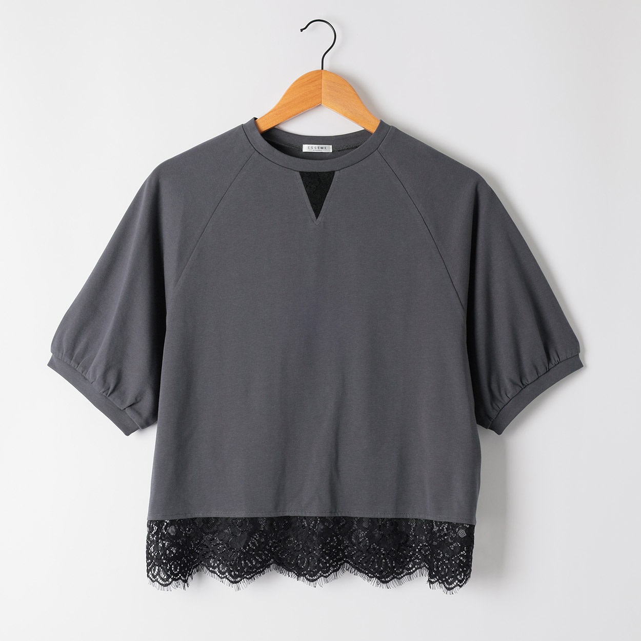 裾レースレイヤー風カットソー レディス ESSEME(エシーム) 363155(チャコ－ルグレ－-XL)