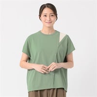 配色カットワークアシメニット レディス ESSEME(エシーム) 691553(ウスミドリ-M)
