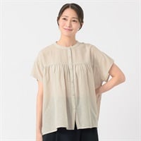 綿麻切替ギャザーシャツ レディス ESSEME(エシーム) 588-6640-26(ウスクロ-M)