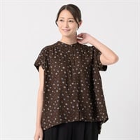 レーヨン肩ギャザープリントブラウス レディス ESSEME(エシーム) 588-6643-26(チャ-M)