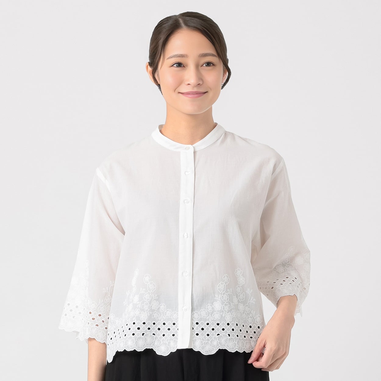 スカラップ刺繍ブラウス レディス ESSEME(エシーム) ESM26W036-MK(アイボリー-M)