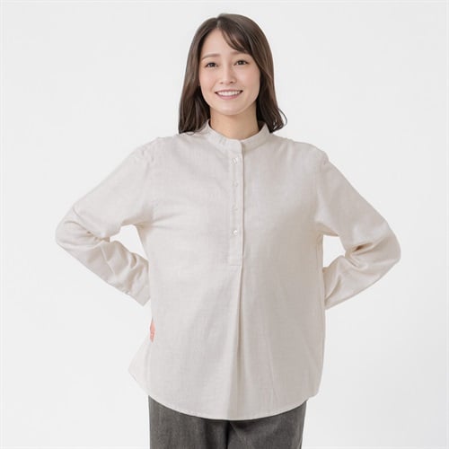 起毛スタンドネックシャツ レディス ESSEME(エシーム) 71278-6E(アイボリー-M)