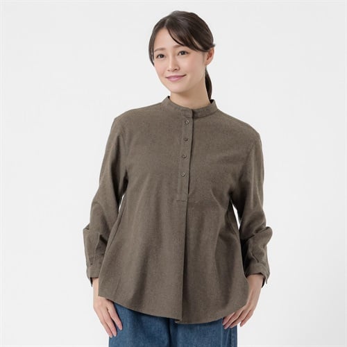 起毛スタンドネックシャツ レディス ESSEME(エシーム) 71278-6E(コイチャ-M)