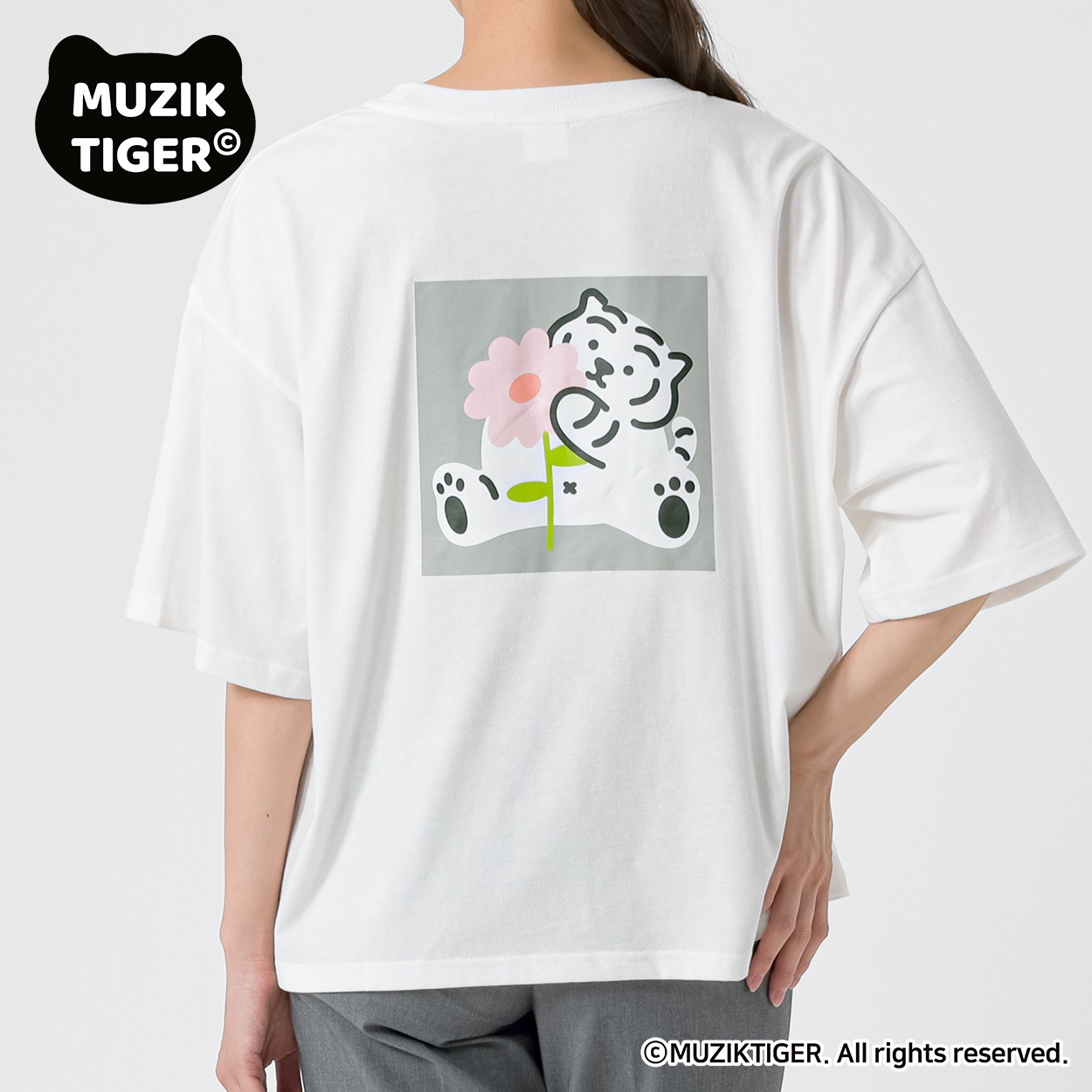 MUZIK TIGER バックプリントTシャツ レディス ESSEME(エシーム) ESM26M054-TS(アイボリー-XL)