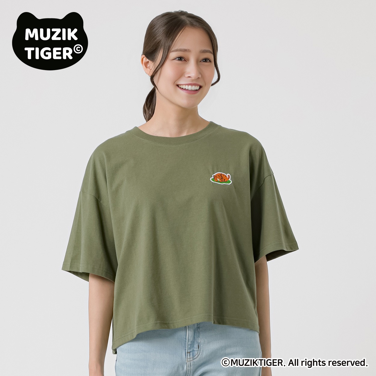 MUZIK TIGER 胸ポイントTシャツ レディス ESSEME(エシーム) ESM26M055-TS(コイミドリ-XL)