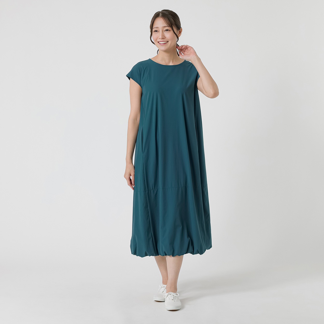 バルーンフレンチスリーブワンピース レディス ESSEME(エシーム) 391867(ミドリ-M)
