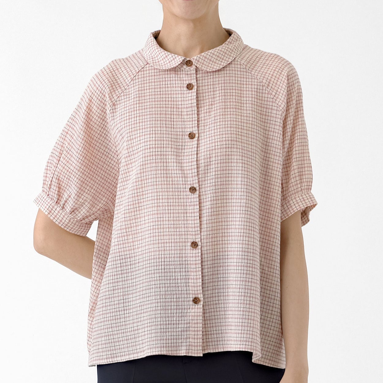ラグラン丸襟ブラウス レディス Merrish Days(メリッシュ デイズ) DA261LJ365(ウスアカ-XL)