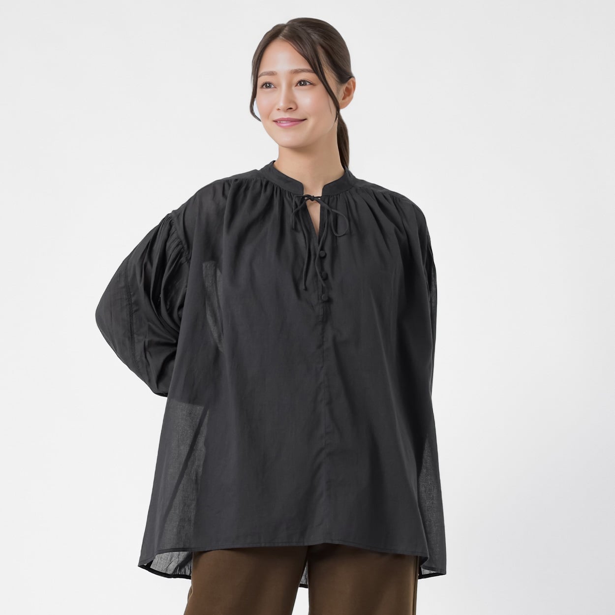 スキッパーチュニックシャツ レディス ESSEME(エシーム) II-ES26-07(クロ-XL)
