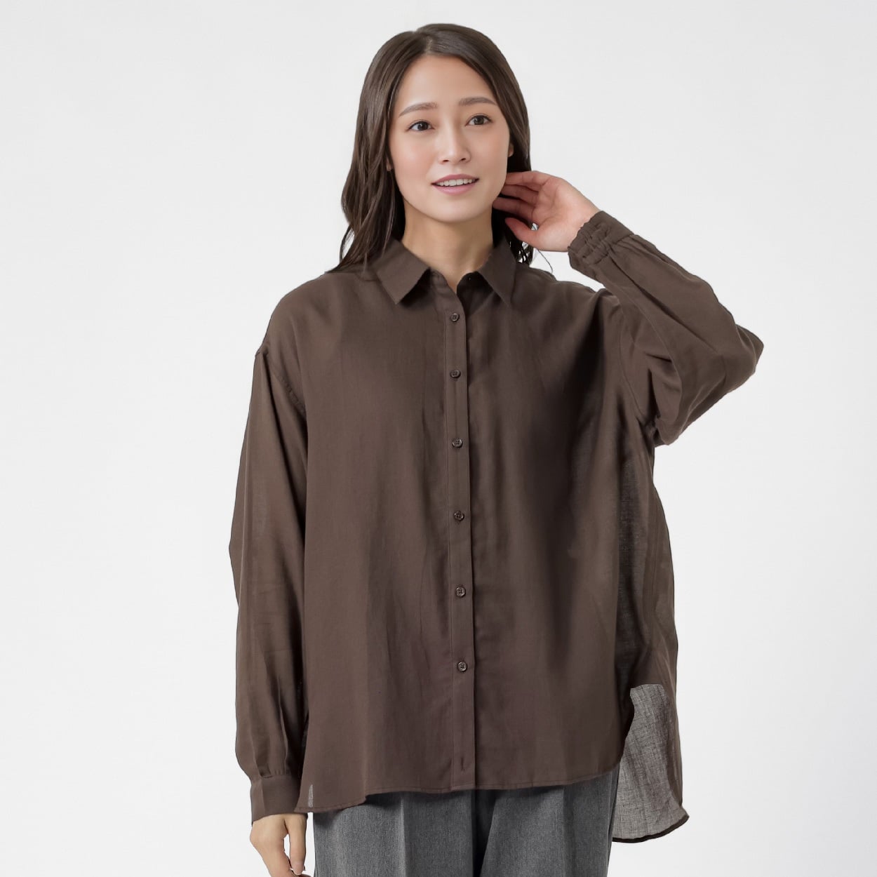 2WAYビッグシャツ レディス ESSEME(エシーム) II-ES26-08(コイチャ-XL)