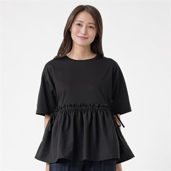 裾異素材プルオーバー レディス ESSEME(エシーム) AE262HY376J(クロ-M)