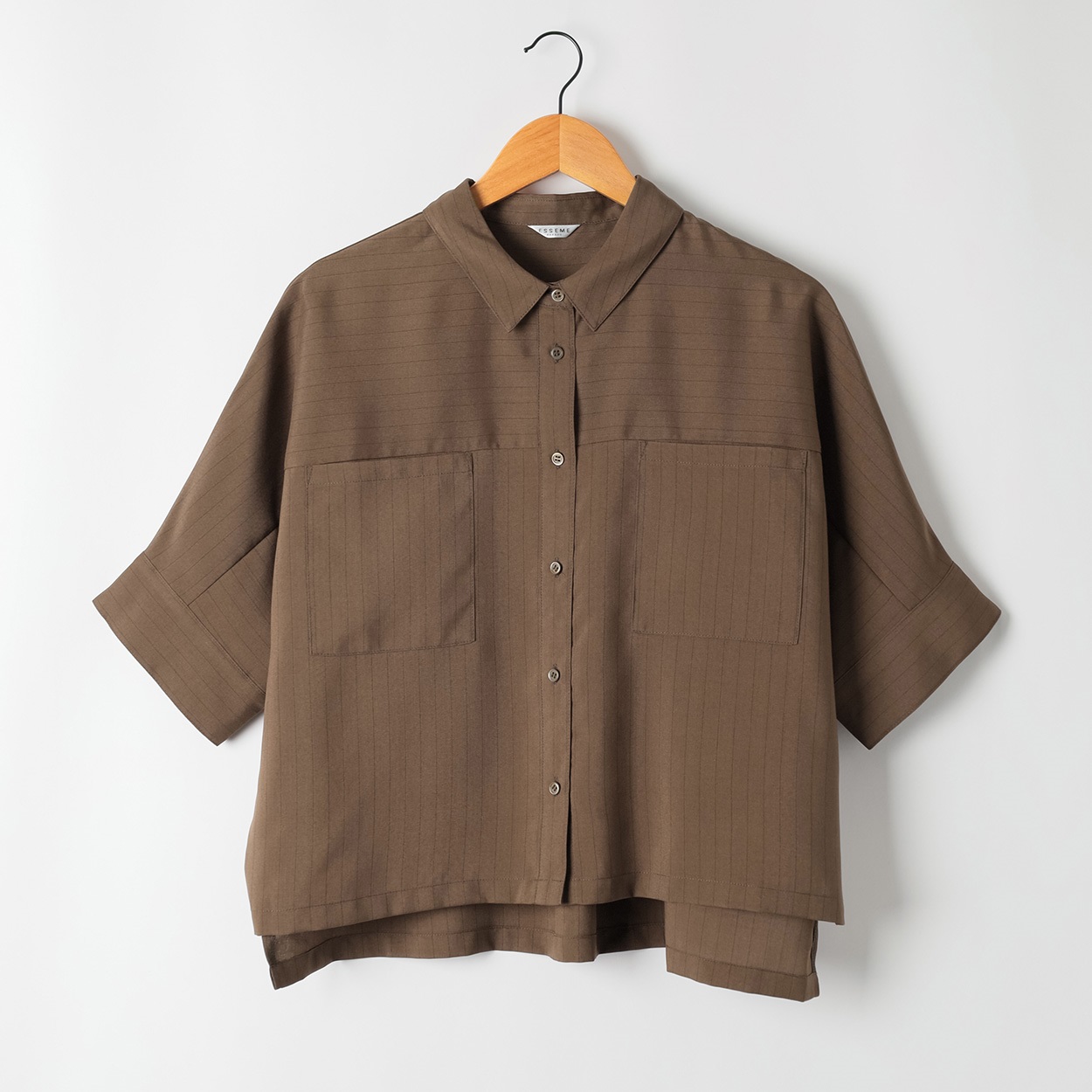 ビッグポケットカラーシャツ レディス ESSEME(エシーム) AE262LJ372J(コイチャ-M)