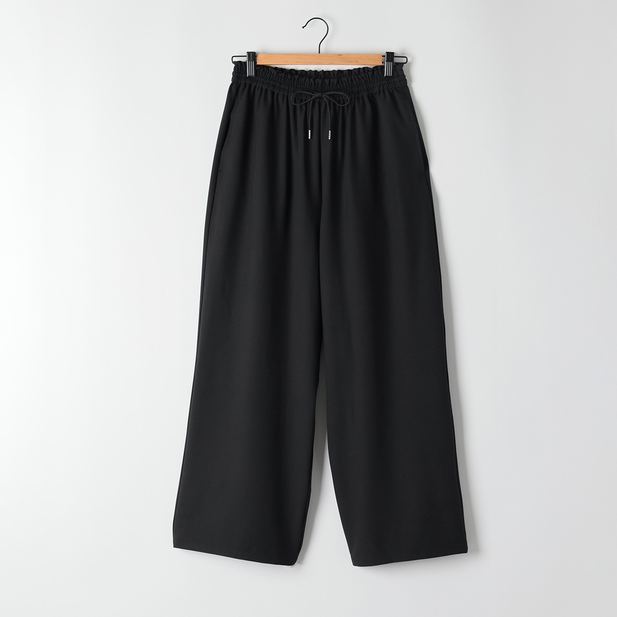 ギャザーワイドパンツ レディス ESSEME(エシーム) AE262SY373J(クロ-L)