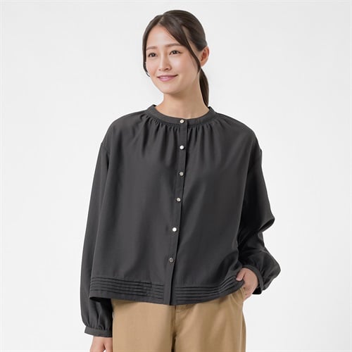 裾ピンタックブラウス レディス ESSEME(エシーム) 230221(クロ-M)